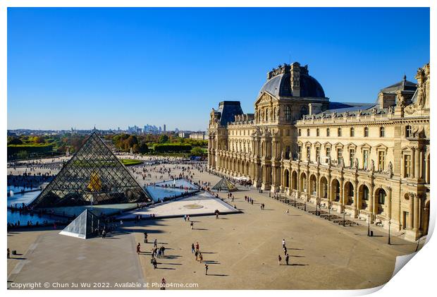 Louvre Museum (Musée du Louvre) with Pyramid in Paris, France, Europe Print by Chun Ju Wu