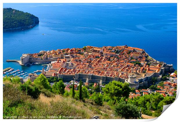 Overview of the old town of Dubrovnik, Croatia Print by Chun Ju Wu