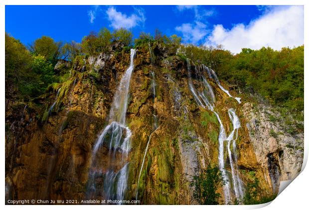 Great Waterfall at Lower Lakes, the highest waterfall in Plitvice Lakes National Park (Plitvička Jezera), Croatia Print by Chun Ju Wu