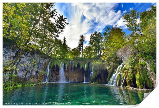 Galovački Buk Waterfall at Galovac lake in Plitvice Lakes National Park (Plitvička Jezera), Croatia Print by Chun Ju Wu