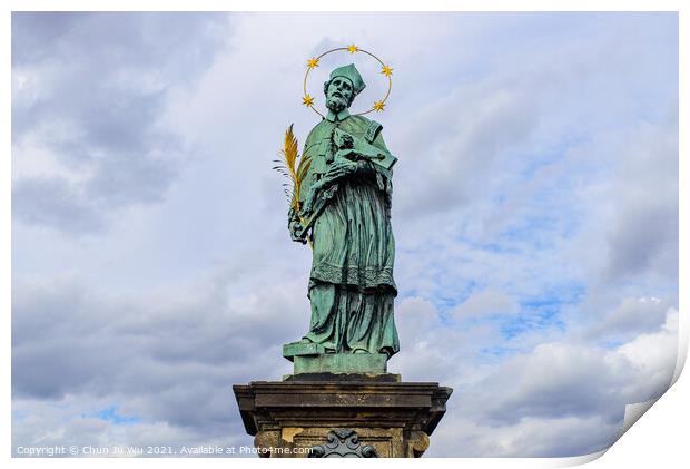 Statue of John of Nepomuk on Charles Bridge in Prague, Czech Republic Print by Chun Ju Wu
