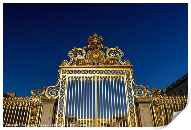 The golden gate of Palace of Versailles (Château de Versailles), Paris, France Print by Chun Ju Wu