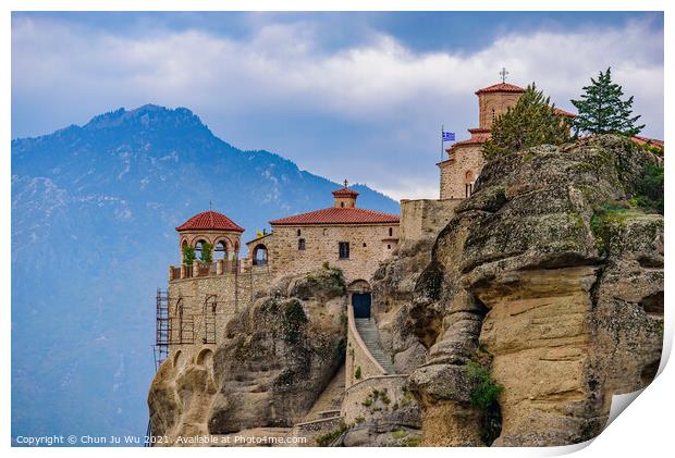 Monastery of Varlaam on the rock, the second largest Eastern Orthodox monastery in Meteora, Greece Print by Chun Ju Wu