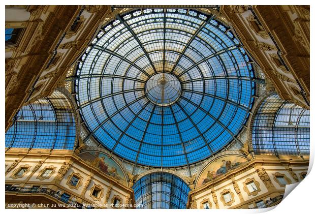 Glass dome of Galleria Vittorio Emanuele II in Milan, Italy's oldest shopping mall Print by Chun Ju Wu