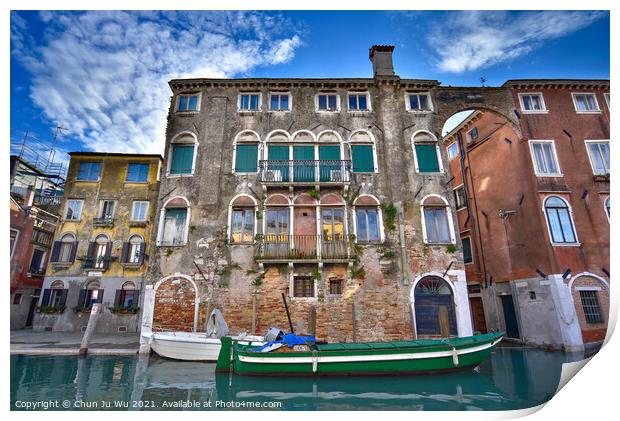 Vintage buildings along the canal in Venice, Italy Print by Chun Ju Wu