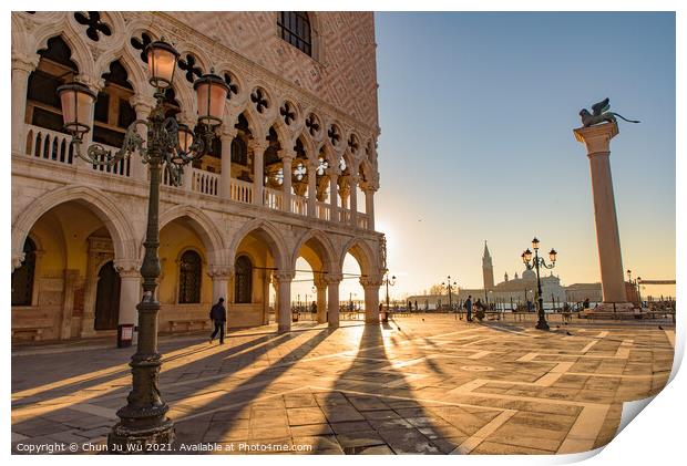 St Mark's Square (Piazza San Marco) at sunrise time, Venice, Italy Print by Chun Ju Wu