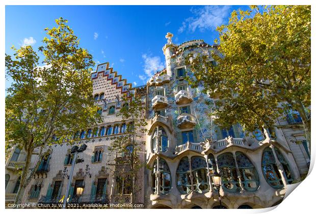 Casa Batlló, designed by Gaudi, in Barcelona, Spain Print by Chun Ju Wu
