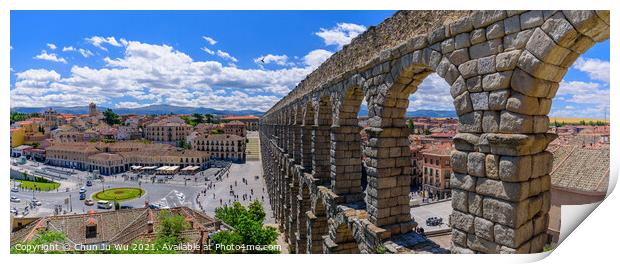 Aqueduct of Segovia, one of the best-preserved Roman aqueducts, in Segovia, Spain Print by Chun Ju Wu