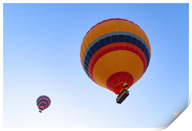 Flying hot air balloons in the sky in Goreme, Cappadocia, Turkey Print by Chun Ju Wu