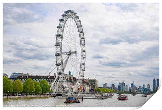 London Eye, the famous observation wheel on the South Bank of the River Thames in London, United Kingdom Print by Chun Ju Wu
