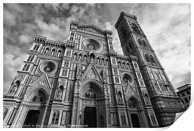 Cathedral of Saint Mary of the Flower (black & white) Print by Chun Ju Wu