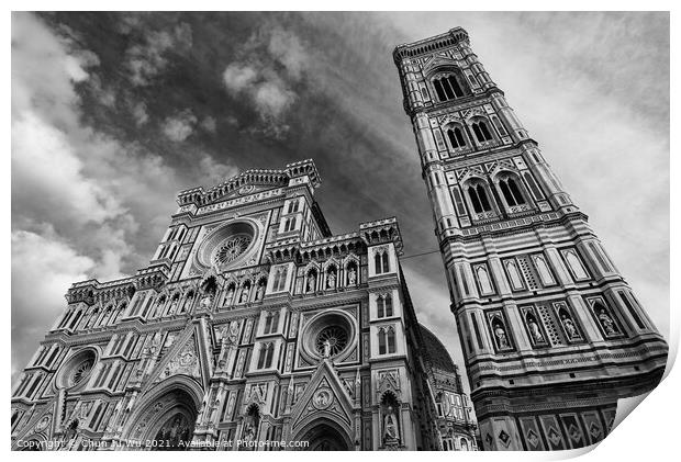 Cathedral of Saint Mary of the Flower (black & white) Print by Chun Ju Wu