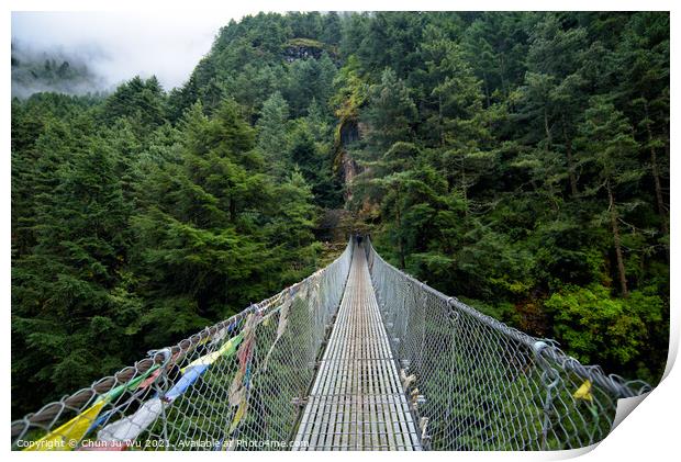 Suspension Bridge at Himalayan area in Nepal Print by Chun Ju Wu