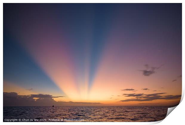 Colorful sunset light on the sea Print by Chun Ju Wu