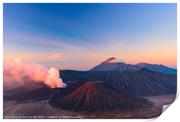 Mount Bromo under the light of sunrise, the most famous volcano in Java, Indonesia Print by Chun Ju Wu