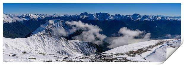 Kepler Track in Fiordland National Park in winter with snow mountains, South Island, New Zealand Print by Chun Ju Wu