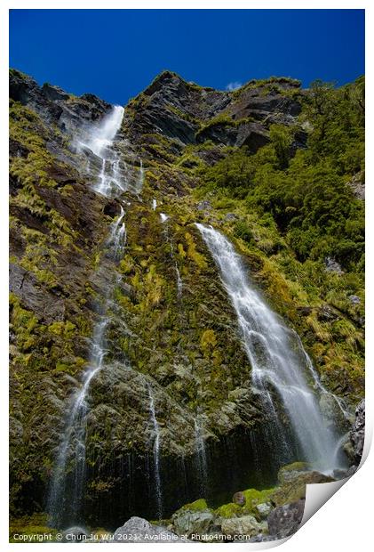 A waterfall in South Island, New Zealand Print by Chun Ju Wu