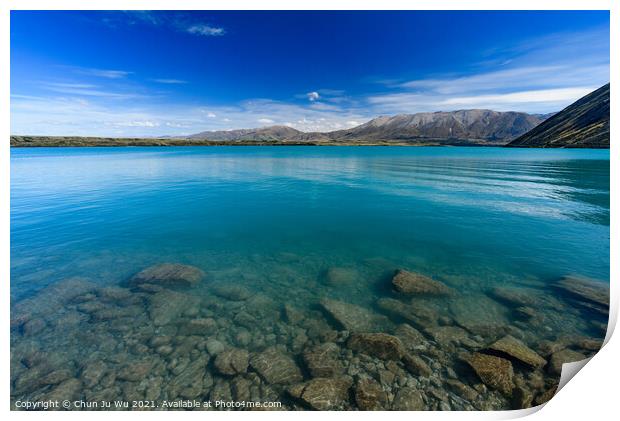 Clean lake in South Island, New Zealand Print by Chun Ju Wu