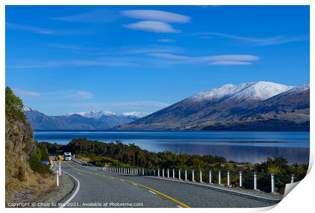 Road trip in winter in New Zealand Print by Chun Ju Wu