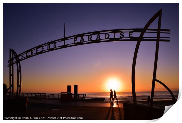 Sunrise in Surfers Paradise, Gold Coast, Queensland, Australia Print by Chun Ju Wu