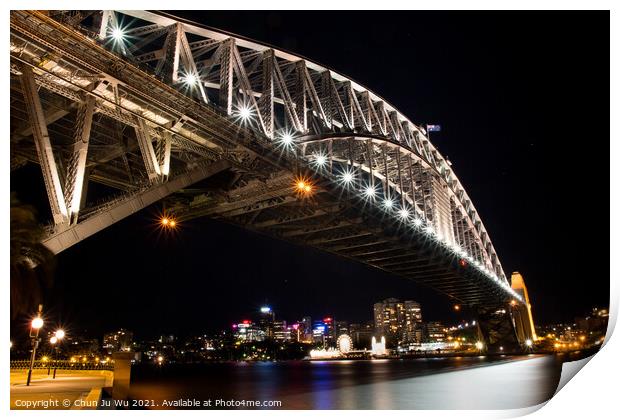 Night view of Sydney Harbour Bridge, NSW, Australia Print by Chun Ju Wu