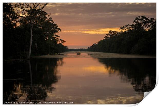 Sunset Angkor Cambodia Print by Roger Worrall