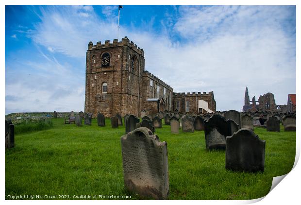 Church of St. Mary, Whitby. North Yorkshire Print by Nic Croad
