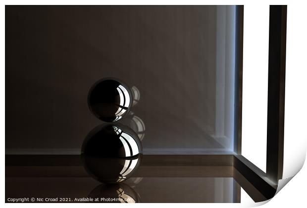 Abstract Chrome Balls Print by Nic Croad