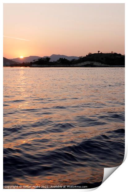 Sunset on Lake Pichola Print by Simon Peake