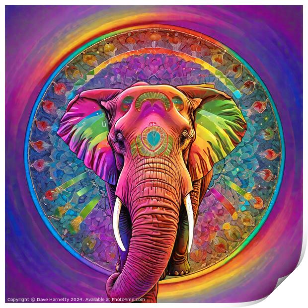 Elephant Mandala Print by Dave Harnetty