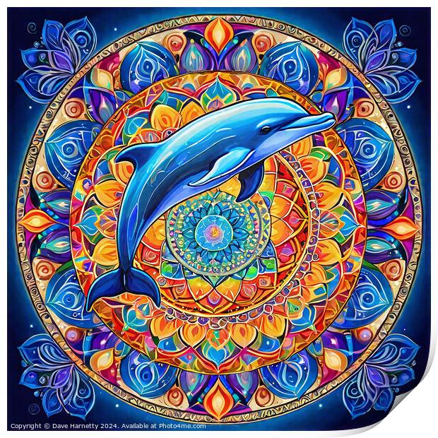 Dolphin Mandala Print by Dave Harnetty