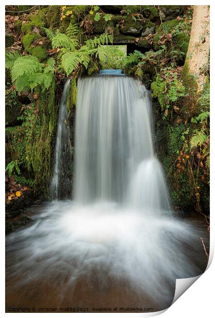 Waterfall in Dumfries Scotland Print by christian maltby