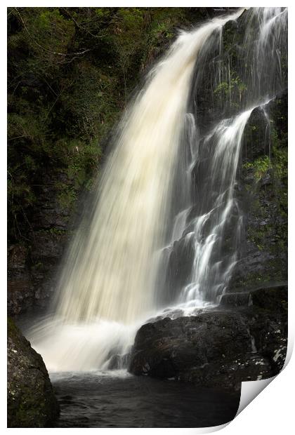 Waterfall the grey mares tail in the Galloway forest Scotland Print by christian maltby