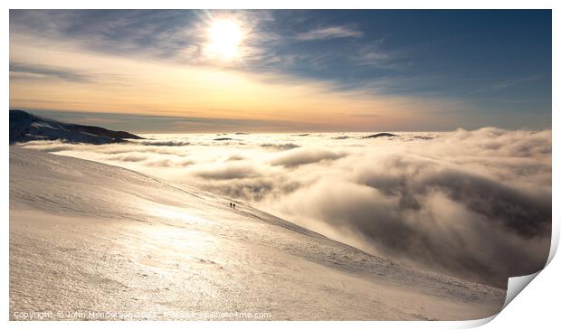 Winter walking Above the clouds Print by John Henderson