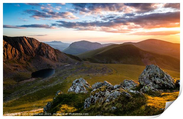 Snowdon and the Llanberis path. Print by John Henderson