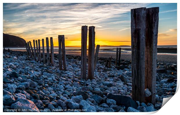 Conwy Morfa Beach sunset Print by John Henderson