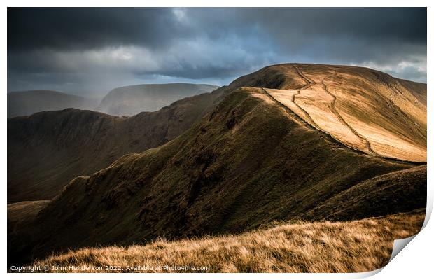 High St. The lake District fells. Print by John Henderson