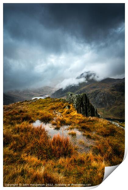 Snowdonia mountains Tryfan  Print by John Henderson