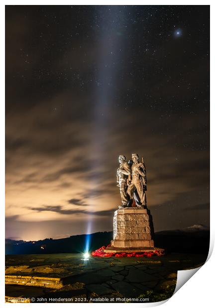 Commando Memorial at night Print by John Henderson