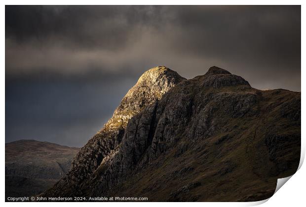 Pike o Stickle Langdale Pikes. Print by John Henderson
