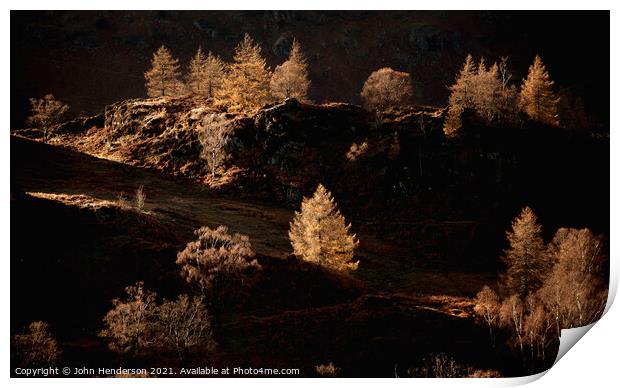 Autumn colours in the Lake District. Print by John Henderson