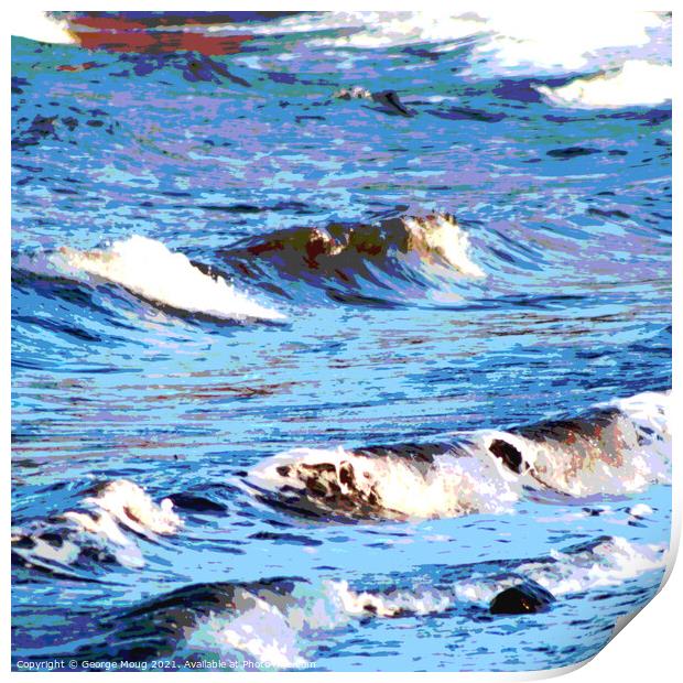 Waves at White Bay, Isle of Cumbrae, Scotland Print by George Moug