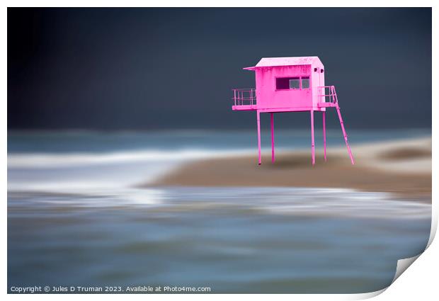 Pink Viewing Tower of Penarth Print by Jules D Truman