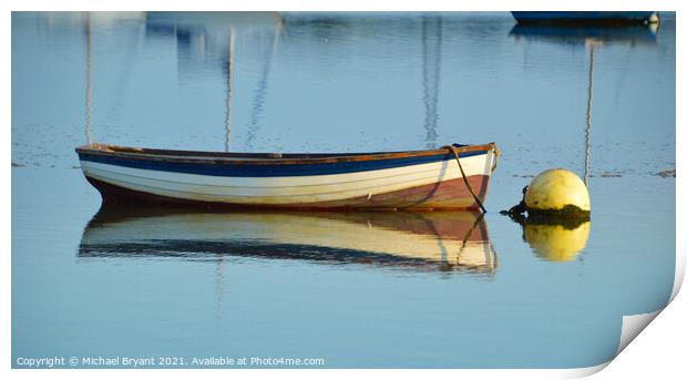 Small wooden  boat on the river stour Print by Michael bryant Tiptopimage
