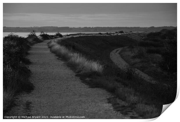 Sea view footpath at brightlingsea Print by Michael bryant Tiptopimage