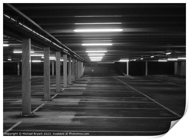 Colchester car Park in mono Print by Michael bryant Tiptopimage