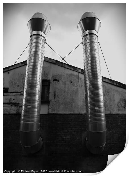 industrial chimneys Print by Michael bryant Tiptopimage