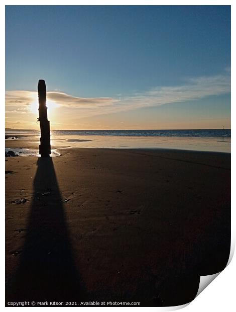 Wooden post shadow Print by Mark Ritson