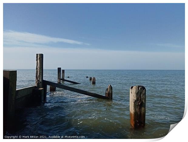 Groyne at high water  Print by Mark Ritson