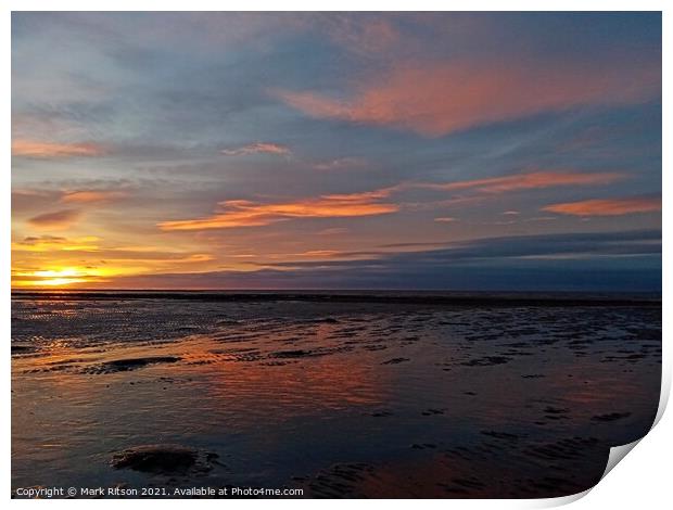 Solway Sands Reflections Print by Mark Ritson